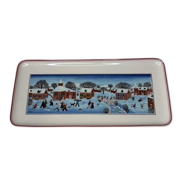 Villeroy & Boch Design Naif Rectangular Platter Gérard Laplau Winter Village - Picture 1 of 7